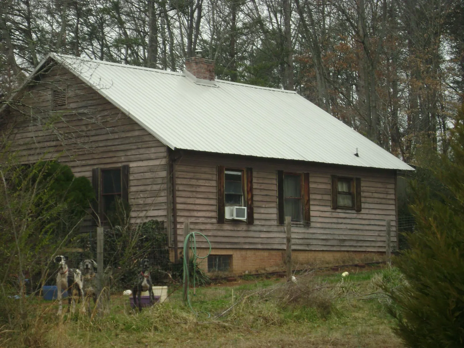 White metal roof on an old wood sided farmhouse, from a Asphalt Shingle Roof Repair job in Rochester Mills